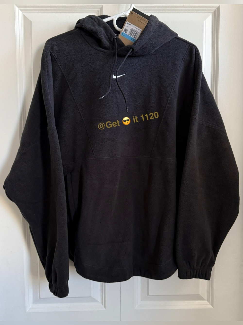 Nike One Women's Oversized Therma-FIT Pullover Fleece Hoodie FV8076-010 Black M - Picture 2 of 12